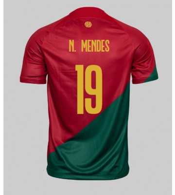 Portugal Nuno Mendes #19 Replica Home Stadium Shirt World Cup 2022 Short Sleeve